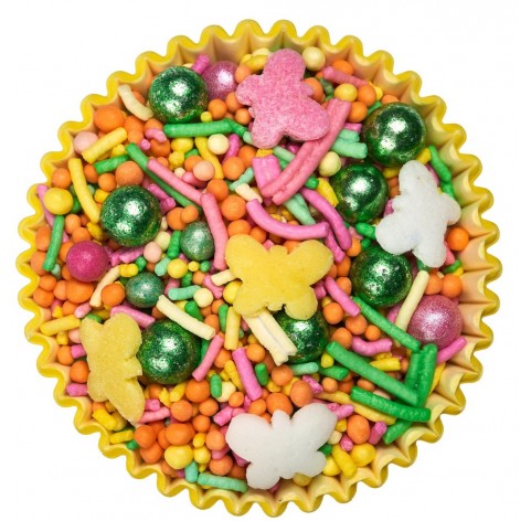 Fly | Mix colorato con sfere e farfalle per decorazioni dolci | Diamanti di Zucchero