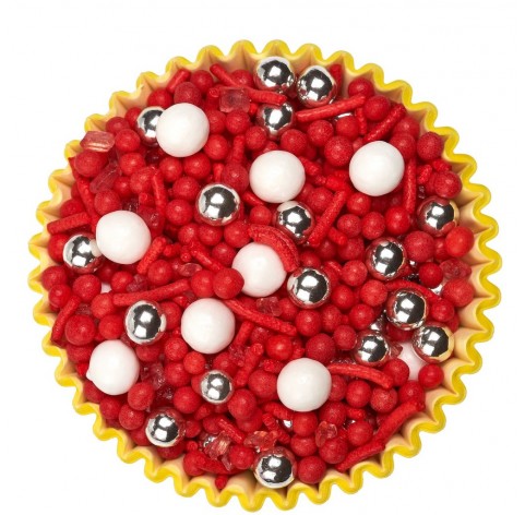 Rubino | Mix di granella e sfere rosse perlate e metallizzate | Diamanti di Zucchero