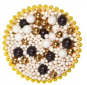 Black Gold | Mix decorativo nero, bianco e oro per cake design | Diamanti di Zucchero