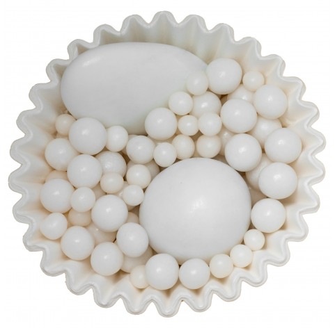 White Party | Confetti al cioccolato e sfere bianche lucide - Diamanti di Zucchero